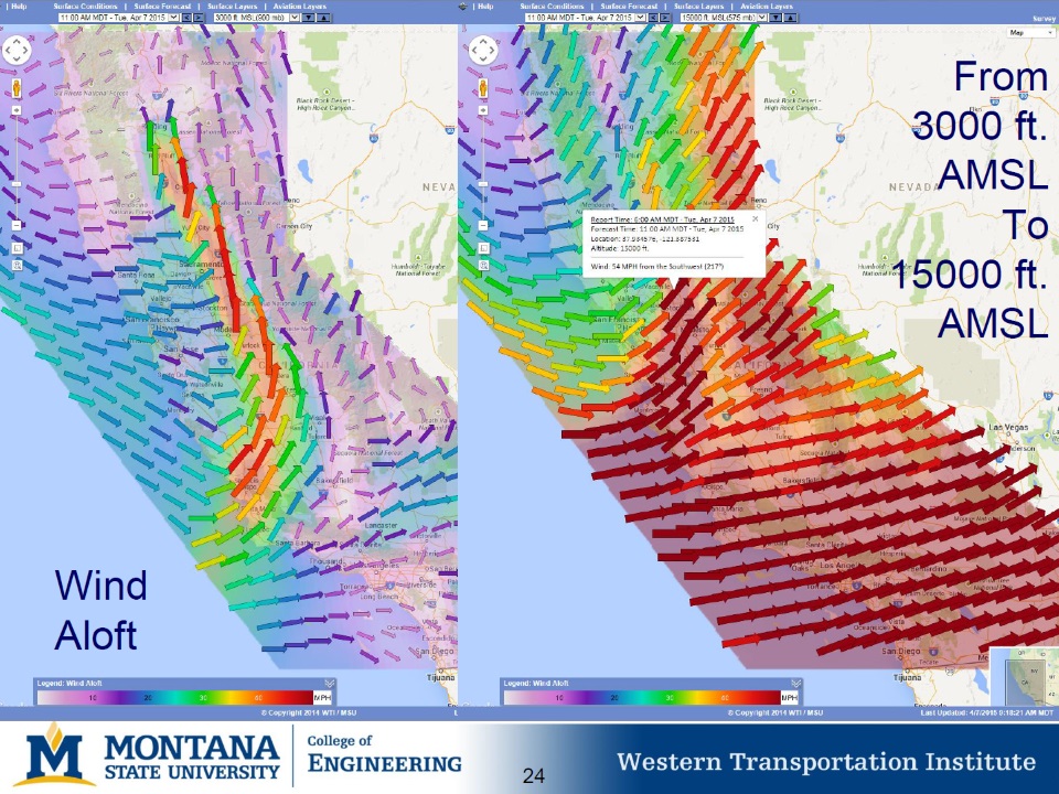 This slide shows the Wind Aloft layer in the Aviation WeatherShare application. This slide shows the Wind Aloft layer in the Aviation WeatherShare application.