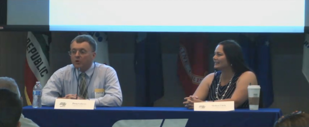 Doug Galarus, on left, and Melissa Clark, on right, answering questions after the presentation. Doug Galarus, on left, and Melissa Clark, on right, answering questions after the presentation.