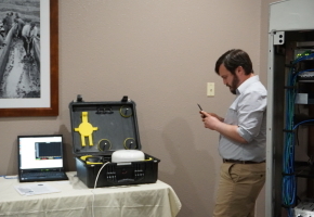 Justin Belk in front of some Caltrans equipment on display. Justin Belk in front of some Caltrans equipment on display.
