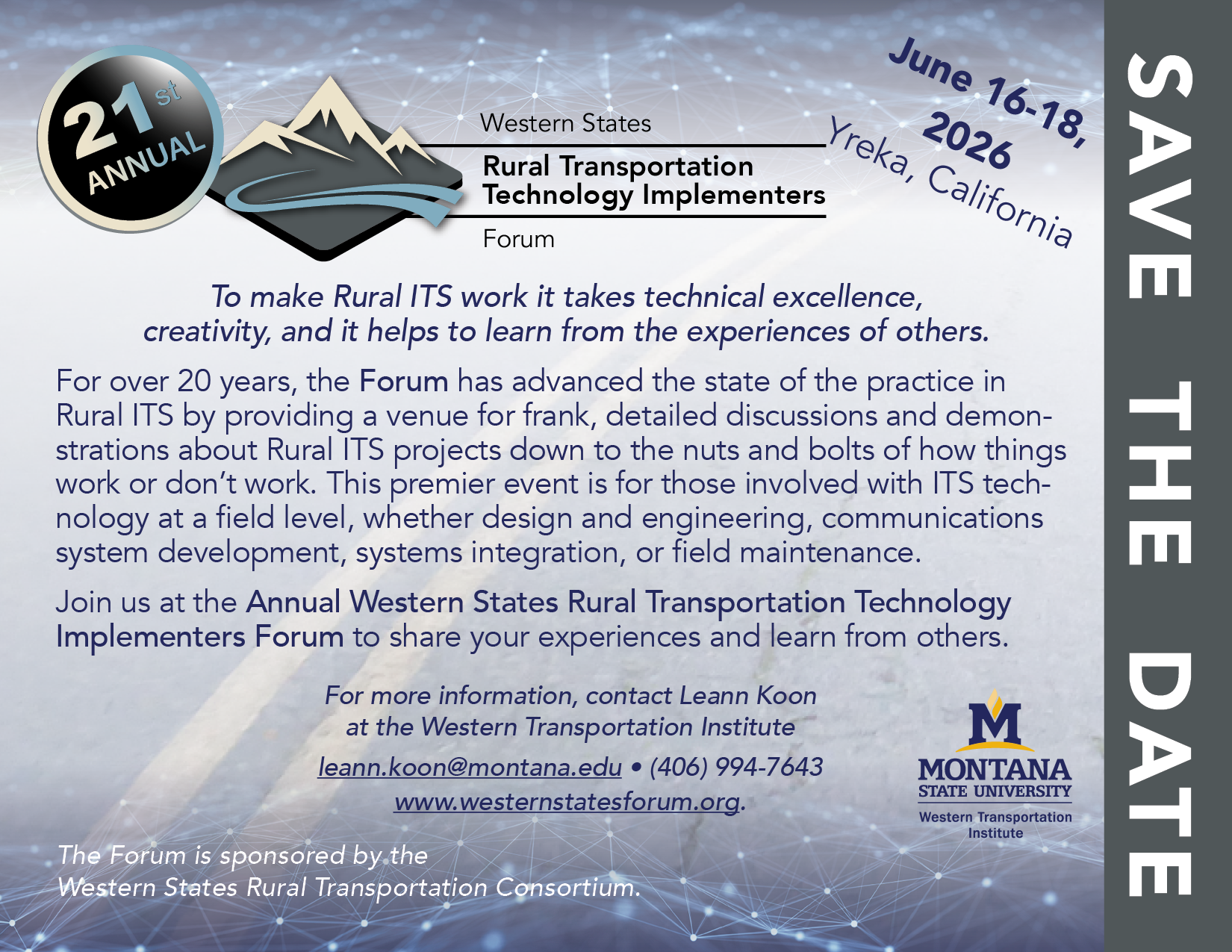 Postcard, 21st Annual Western States Forum, Save the Date; link to PDF postcard