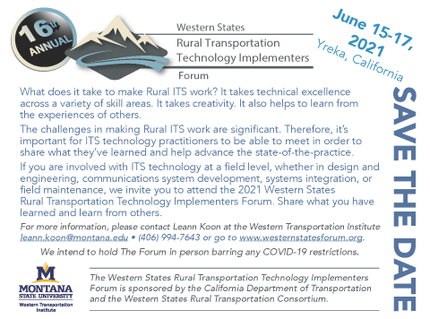 COATS Project Update, 1/29/2021: October – December 2020 Quarterly Update 2021 Western States Forum Save the Date postcard front, thumbnail, link